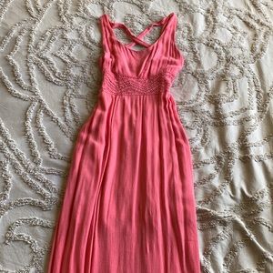 Salmon maxi dress with straps back